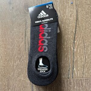 Adidas Men's Superlite No-Show Socks - Black and Red